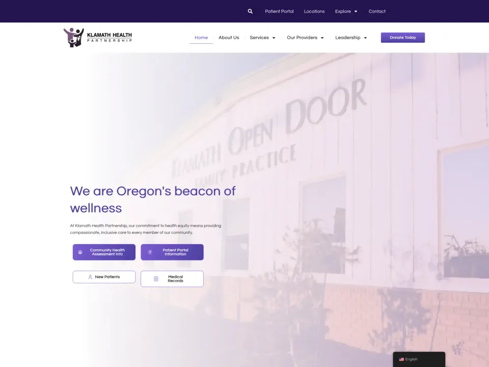 Maintenance-Free Hosting for a Klamath Healthcare Provider website screenshot