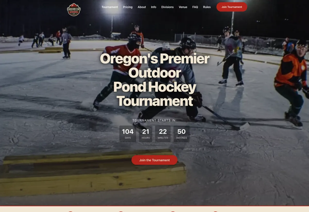 Launching Klamath Falls' First Pond Hockey Tournament Online, a Events website by Visser Analytics