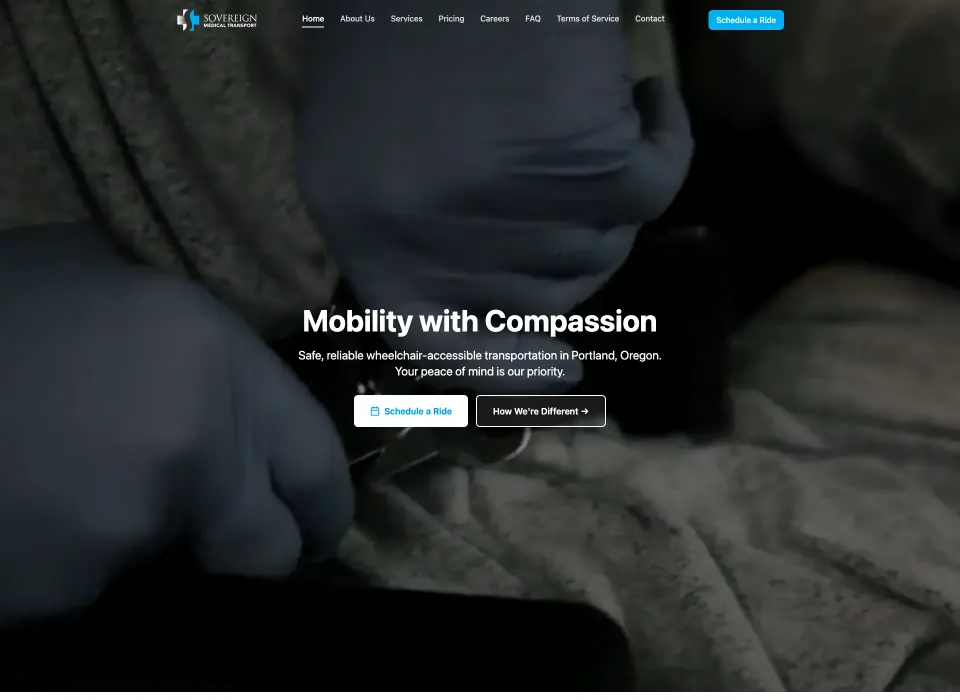 Sovereign Medical Transport - NEMT Website Example