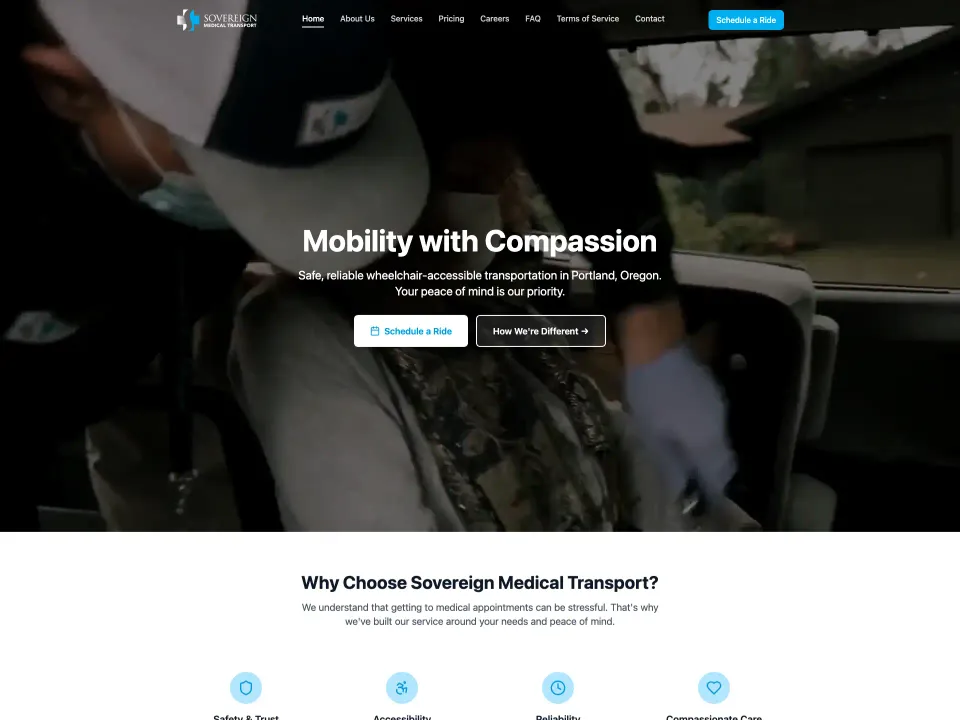 Sovereign Medical redesigned website homepage