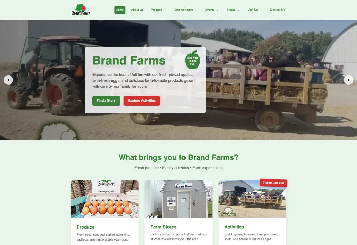 A Farm Website With a Live Apple Variety Picker website built by Visser Analytics, shown in a browser frame
