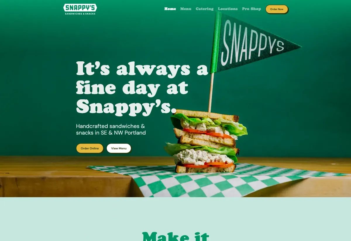 A Sandwich Shop Site Built Around Catering website built by Visser Analytics, shown in a browser frame