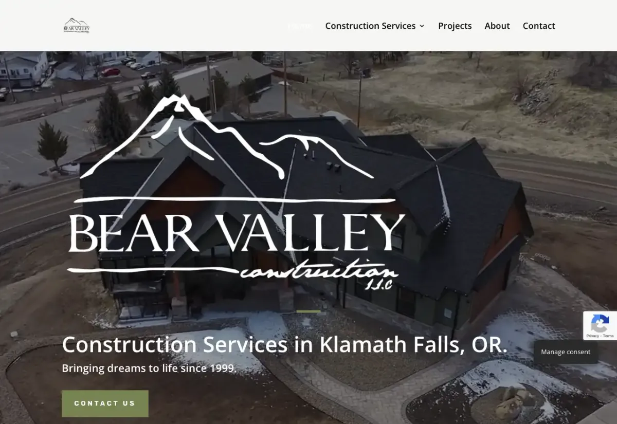 A Klamath Falls Contractor's First Lead-Generating Website website built by Visser Analytics, shown in a browser frame