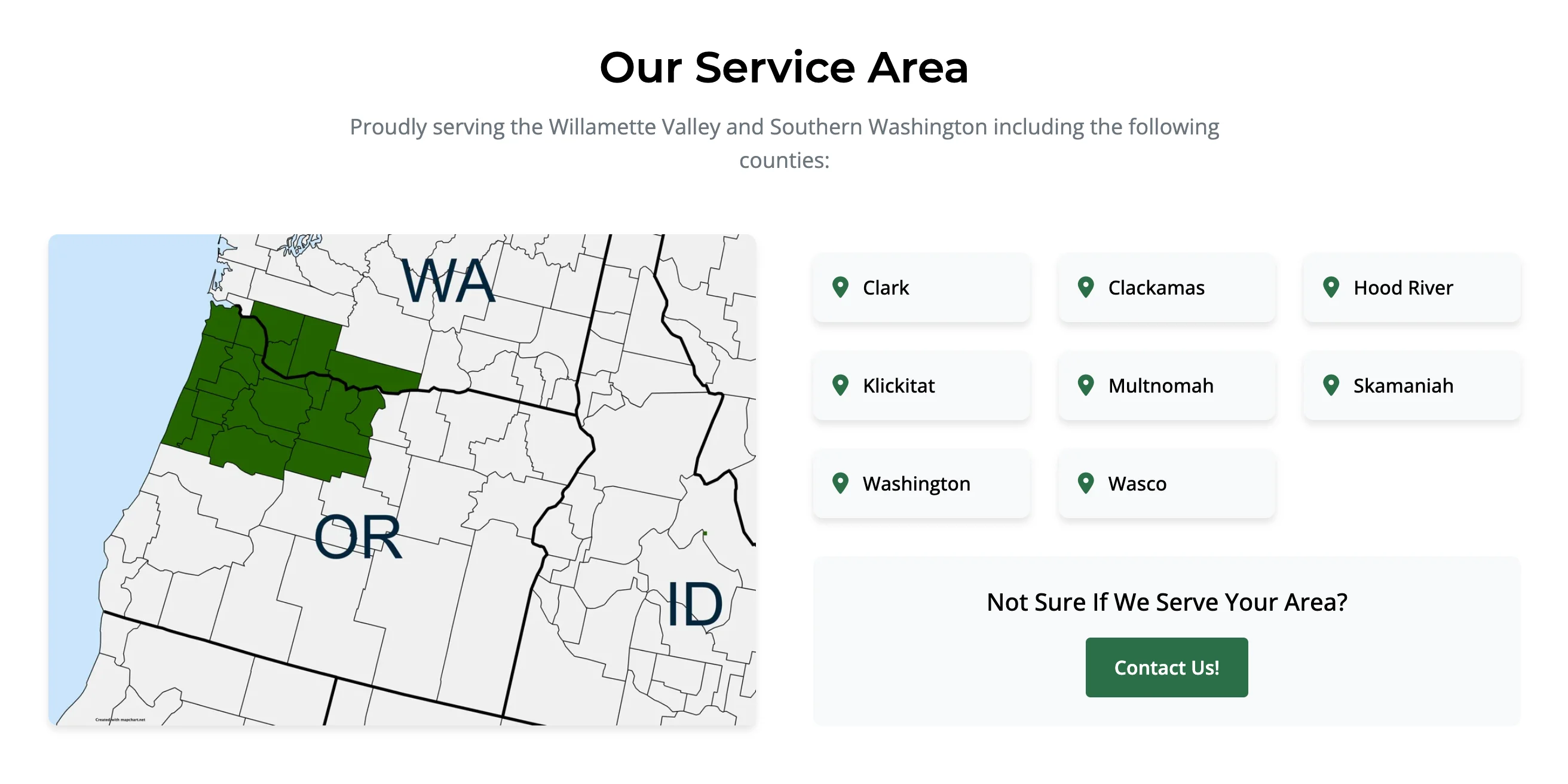 Local service area county map example