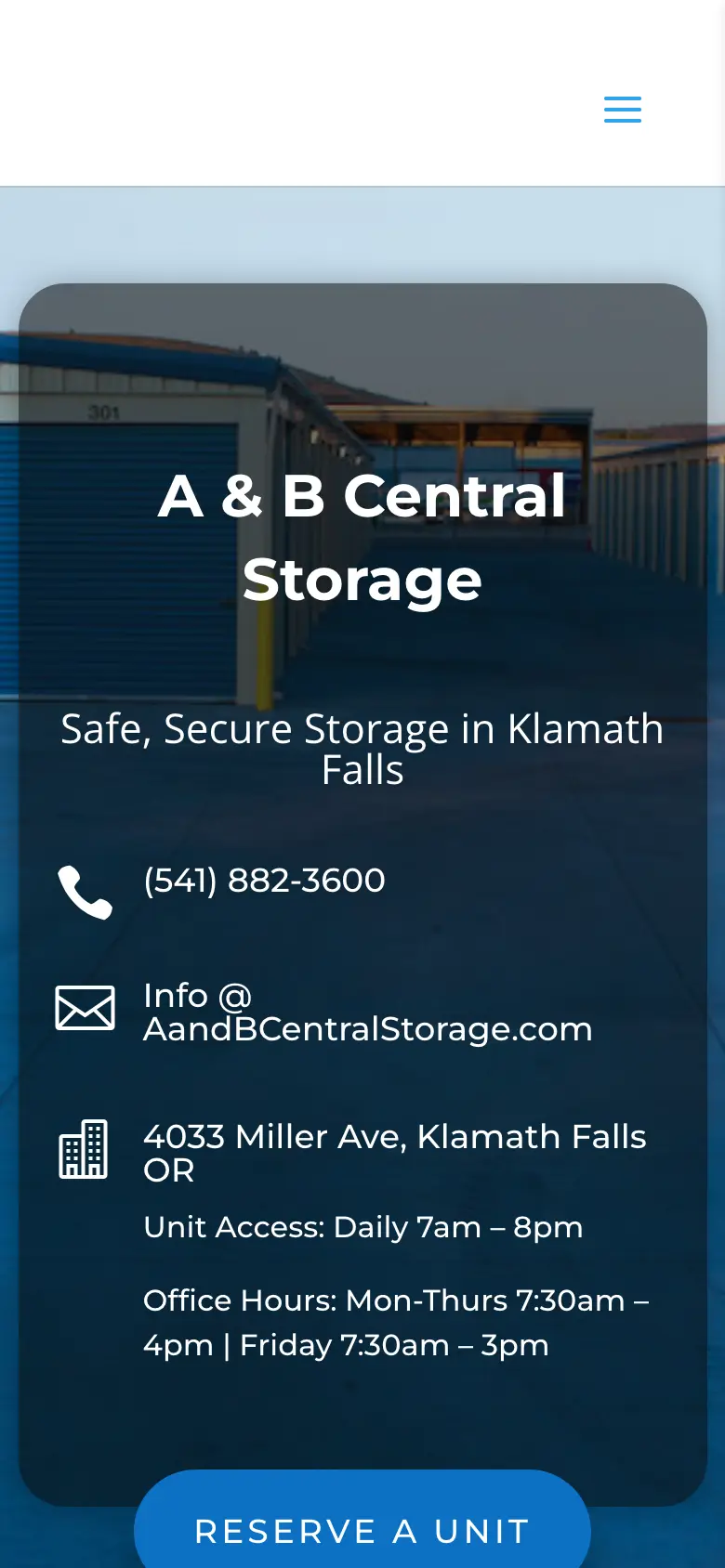 A Hands-Off Storage Website Synced Live to QuikStor shown on an iPhone, demonstrating responsive mobile design