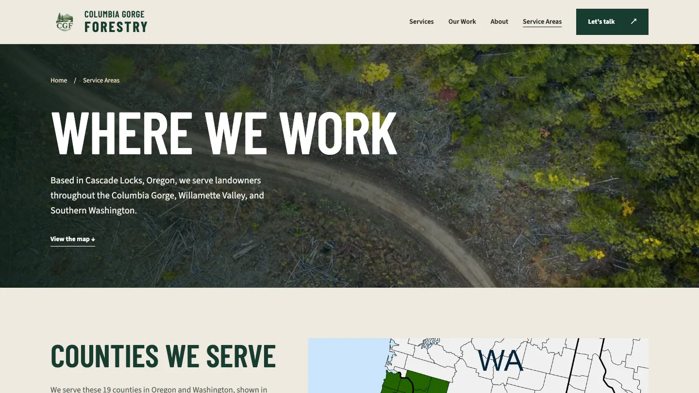 Columbia Gorge Forestry: Service Areas