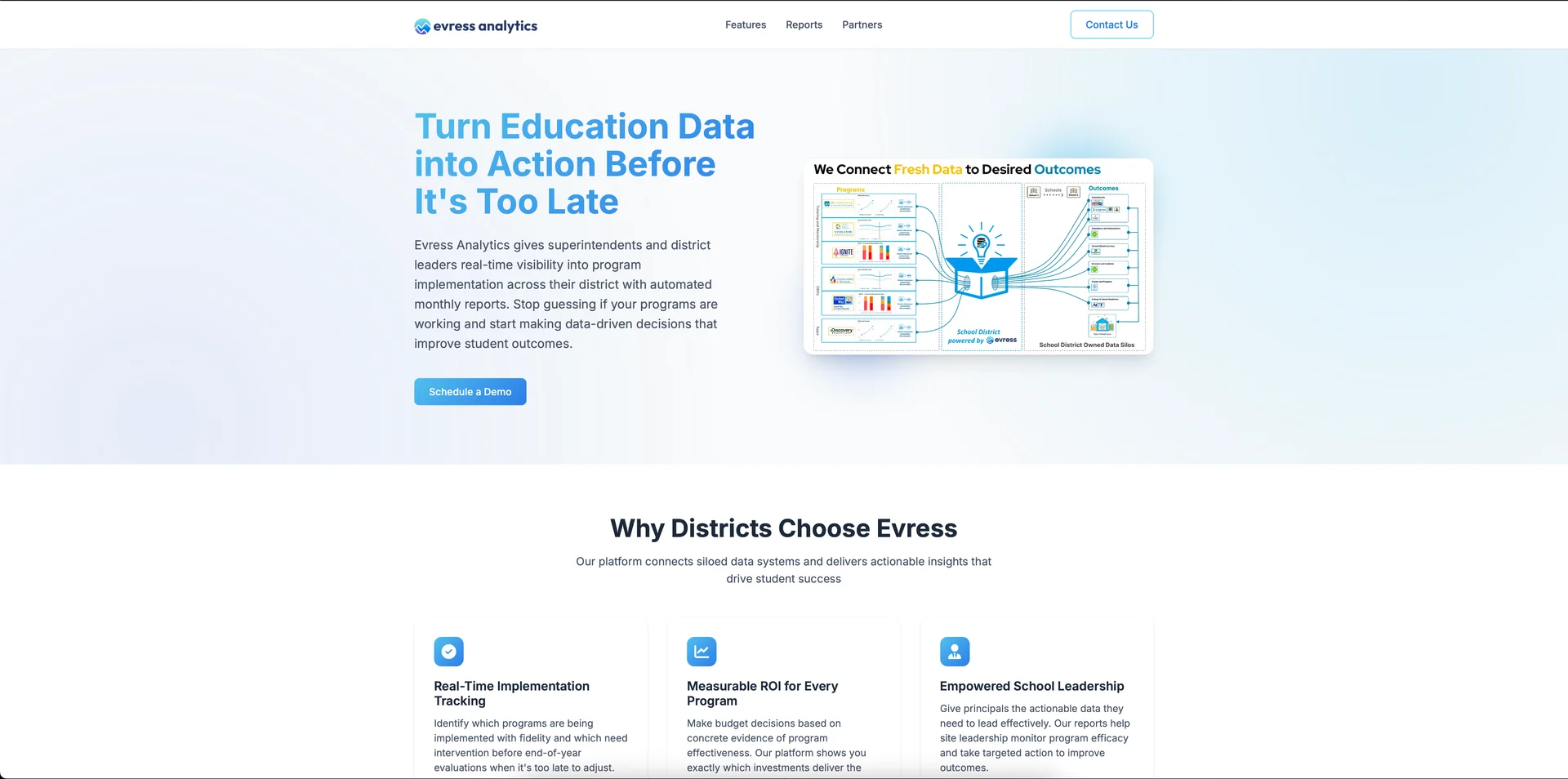 Screenshot of Evress Analytics Website Enhancement website - Website Enhancement & Content Strategy project by Visser Analytics