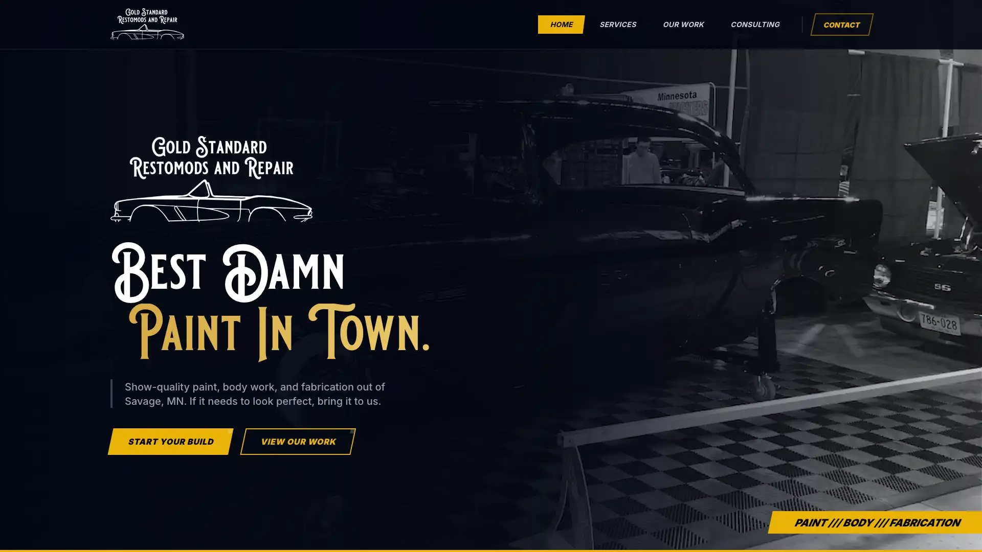 Gold Standard Restomods website homepage