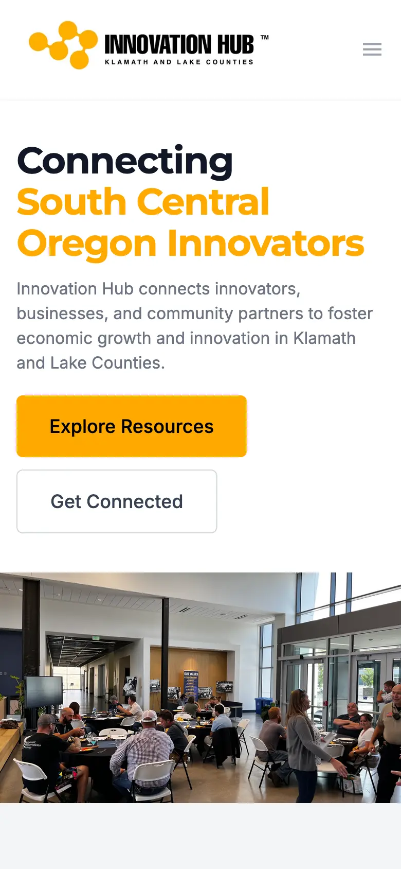 A Resource Hub Built to Keep Rural Founders Home shown on an iPhone, demonstrating responsive mobile design
