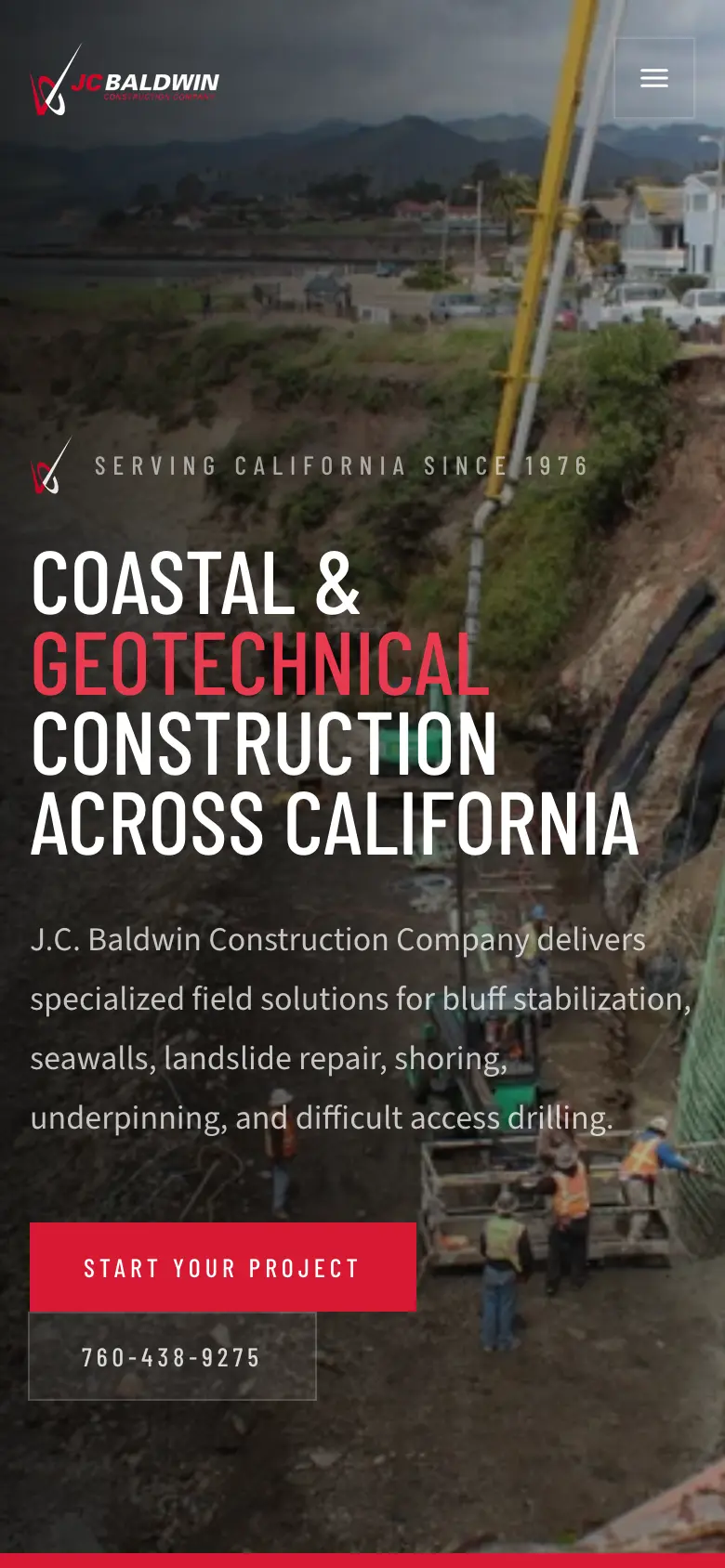 Relaunching a 50-Year California Coastal Contractor Online mobile view