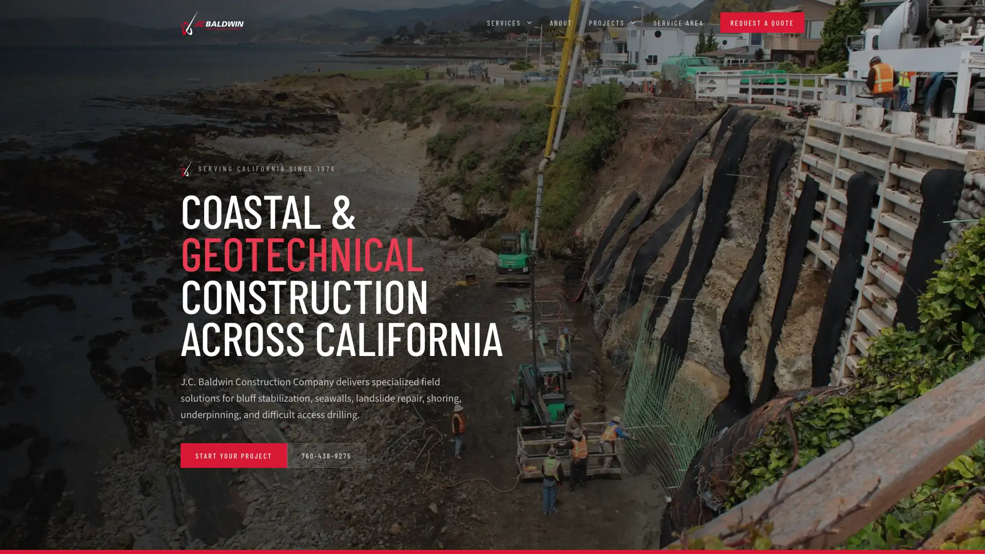 J.C. Baldwin Construction website homepage