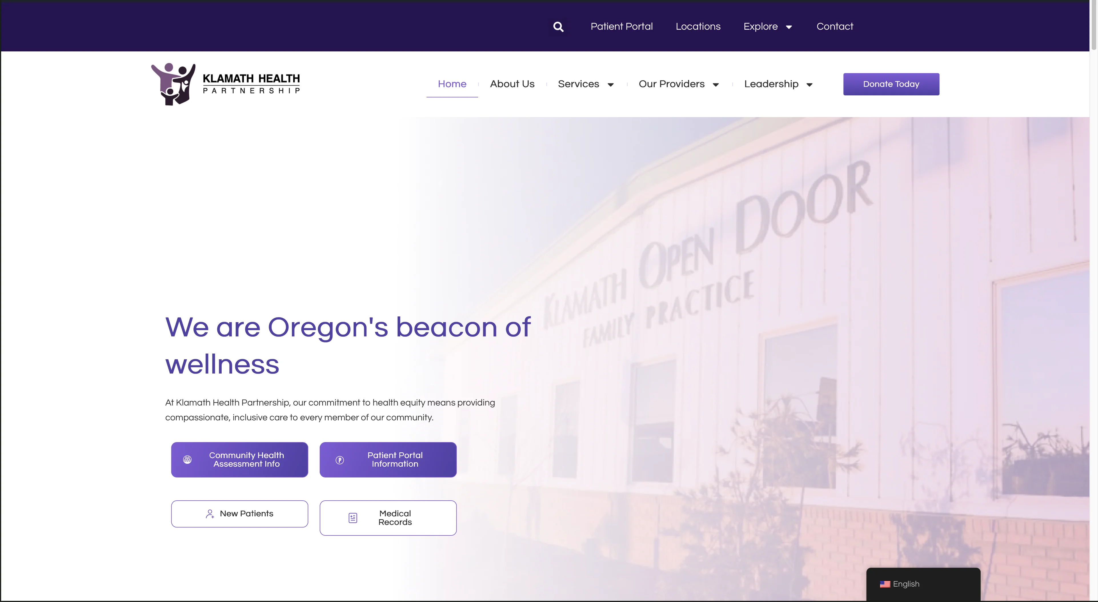 Screenshot of Klamath Health Partnership Website Hosting & Optimization website - Website Hosting project by Visser Analytics