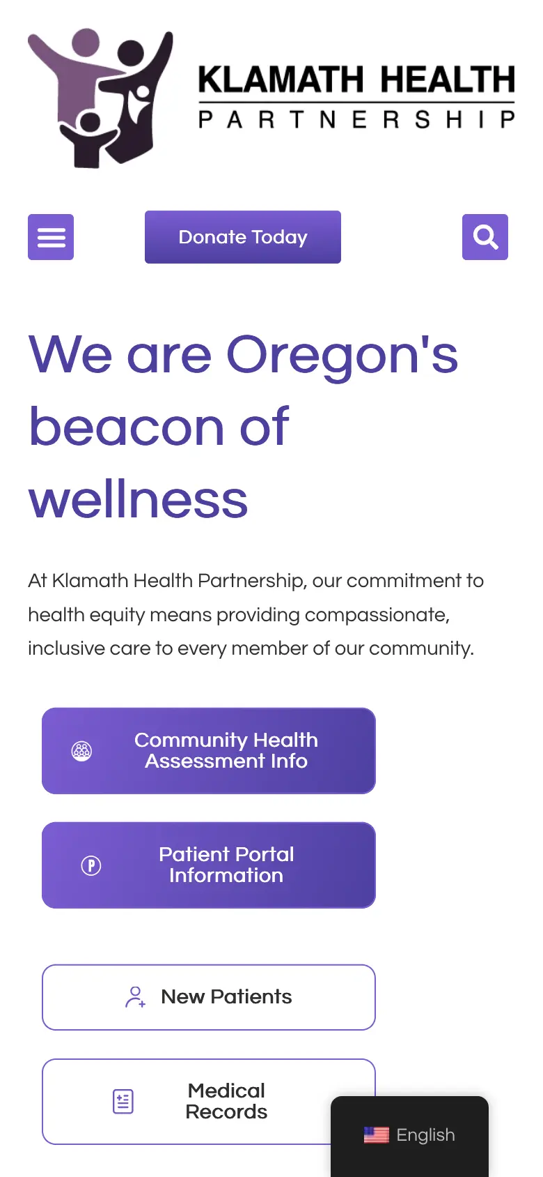 Maintenance-Free Hosting for a Klamath Healthcare Provider shown on an iPhone, demonstrating responsive mobile design