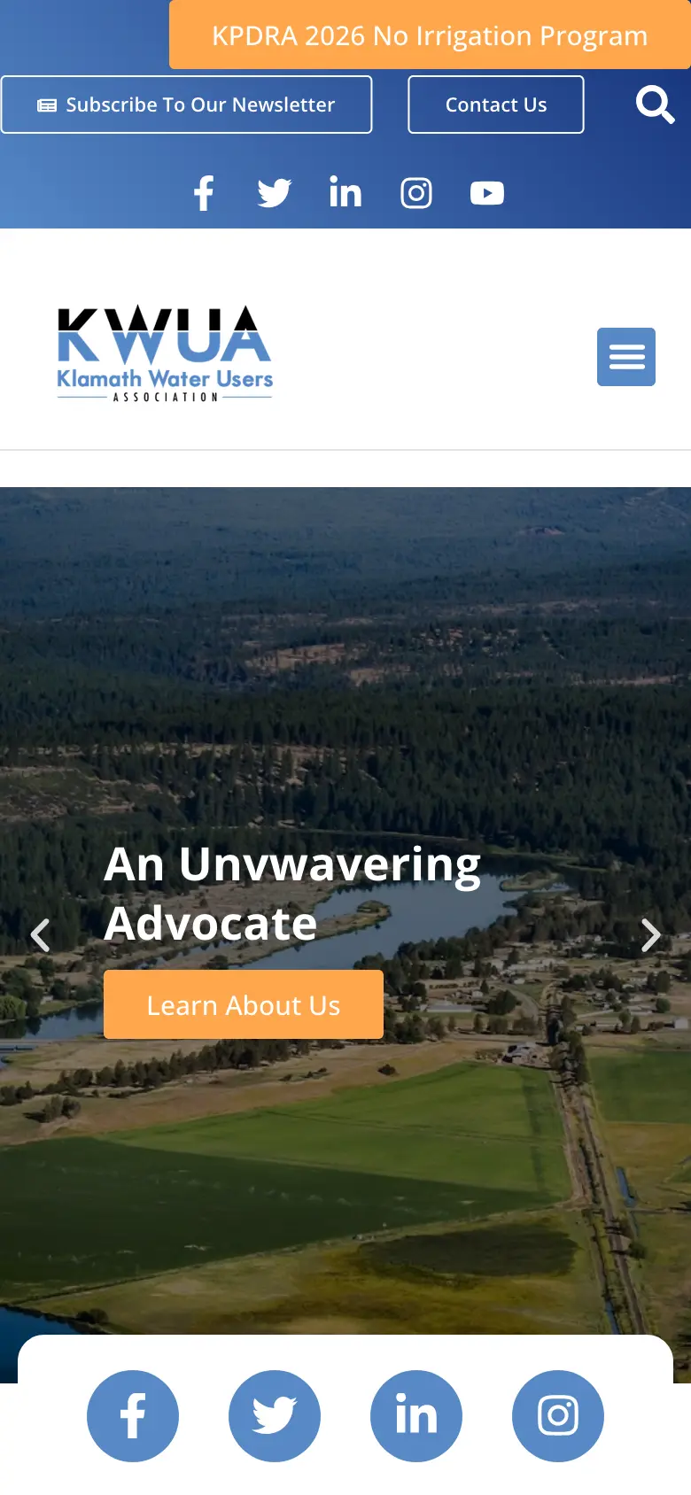 Enterprise Hosting for the Klamath Basin's Water Authority shown on an iPhone, demonstrating responsive mobile design