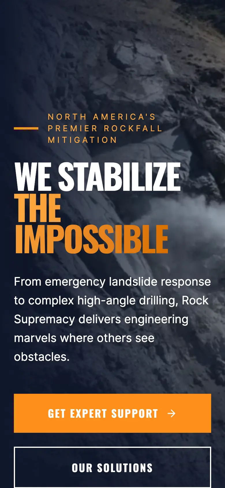 Out-Ranking the Competition in Rockfall Mitigation shown on an iPhone, demonstrating responsive mobile design