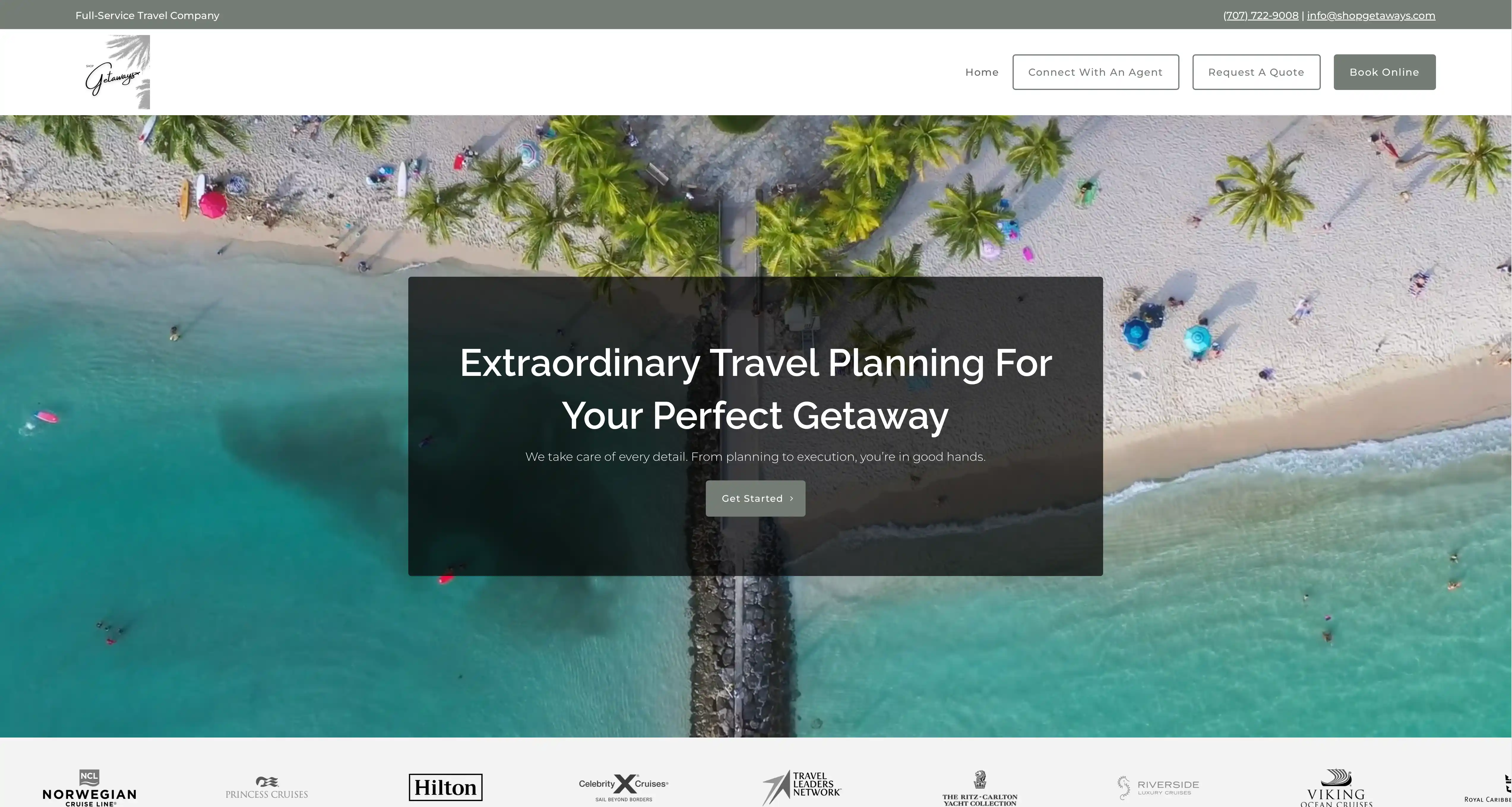 Screenshot of Shop Getaways Travel Agency Website website - Website Development & Travel Industry Marketing project by Visser Analytics