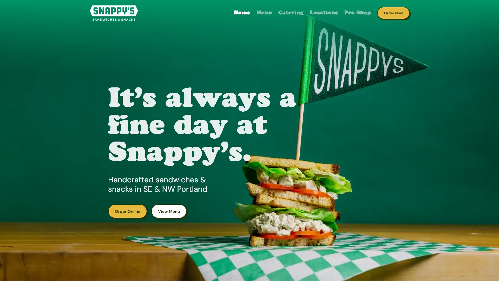 Snappy's Sandwiches & Snacks website homepage