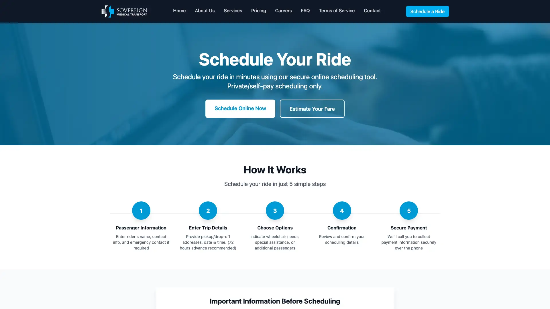 Schedule a Ride Page Thumbnail