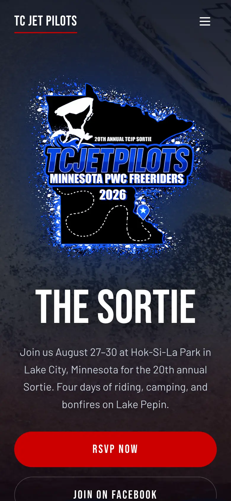 Pulling a 20-Year Jet Ski Gathering Out of Facebook shown on an iPhone, demonstrating responsive mobile design