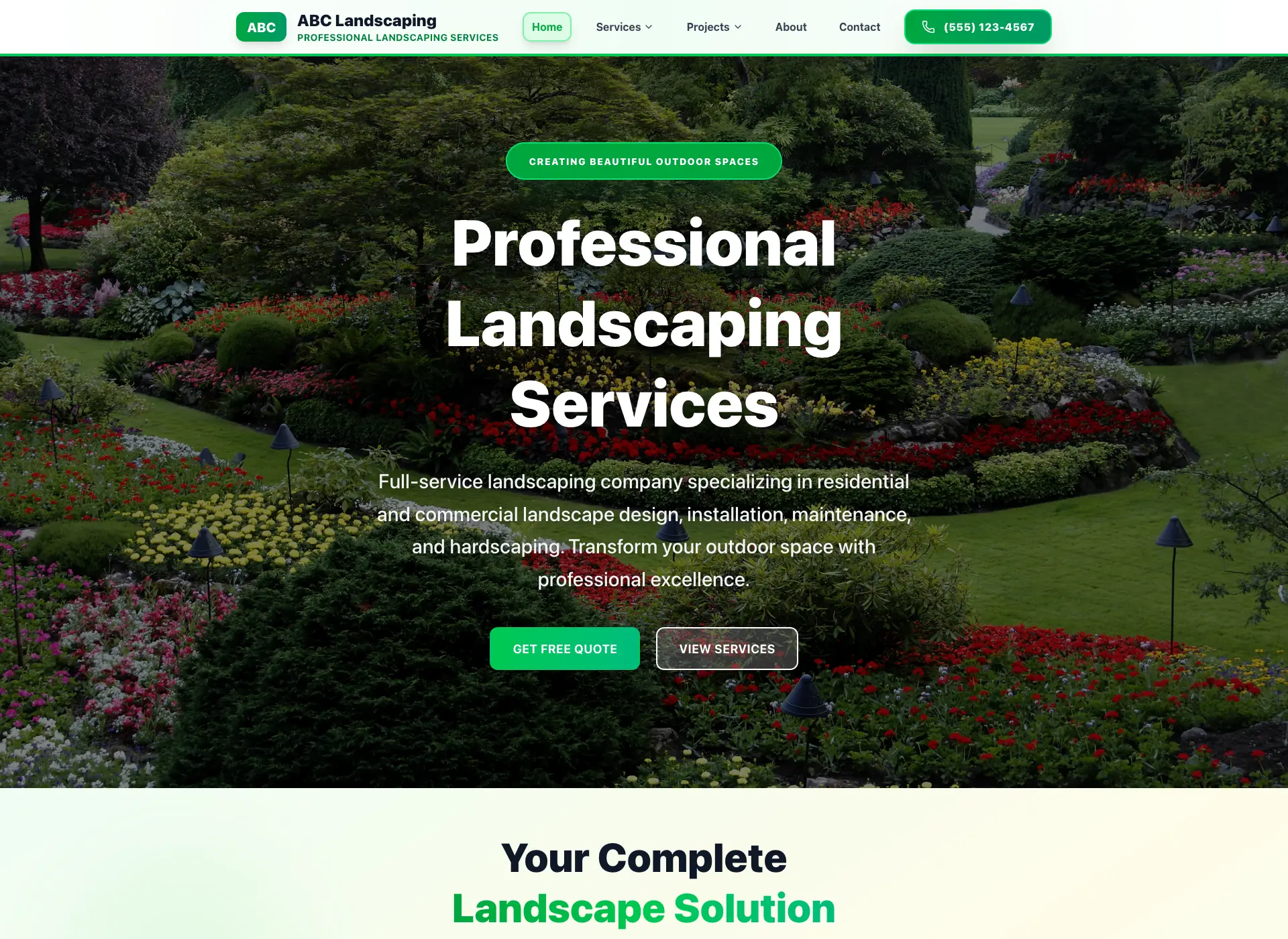 ABC Landscaping Professional Website