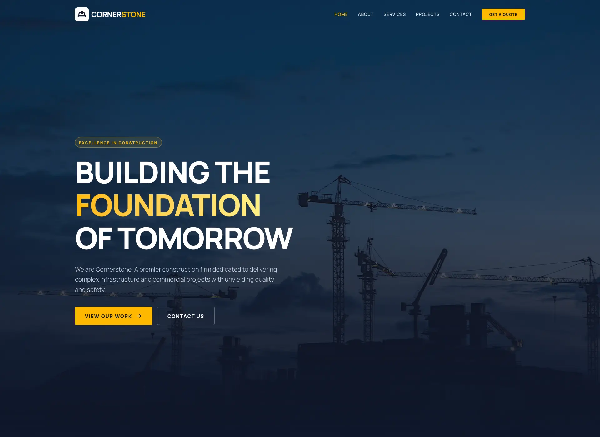 Cornerstone Construction Professional Website