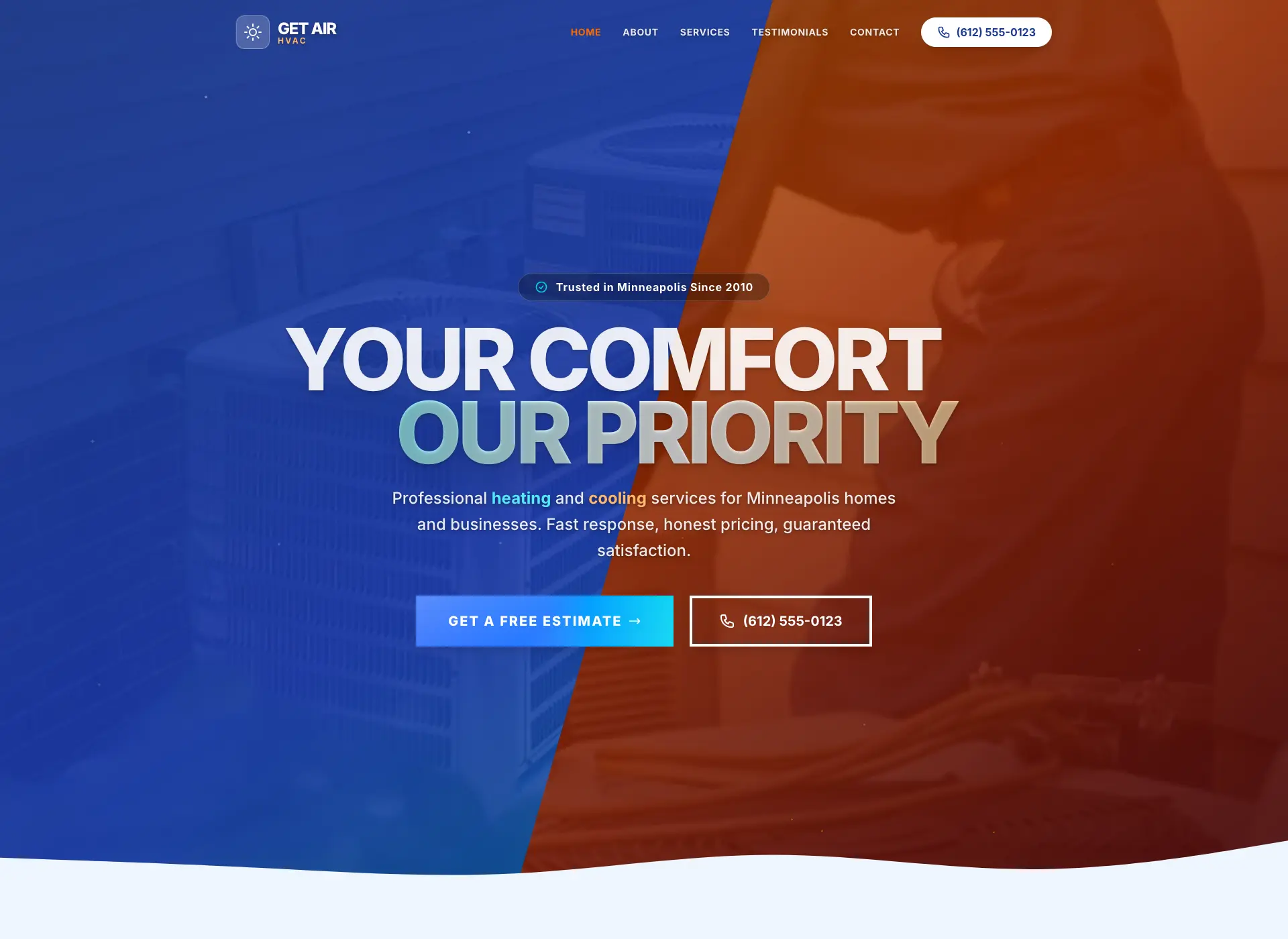 Get Air HVAC Professional Website