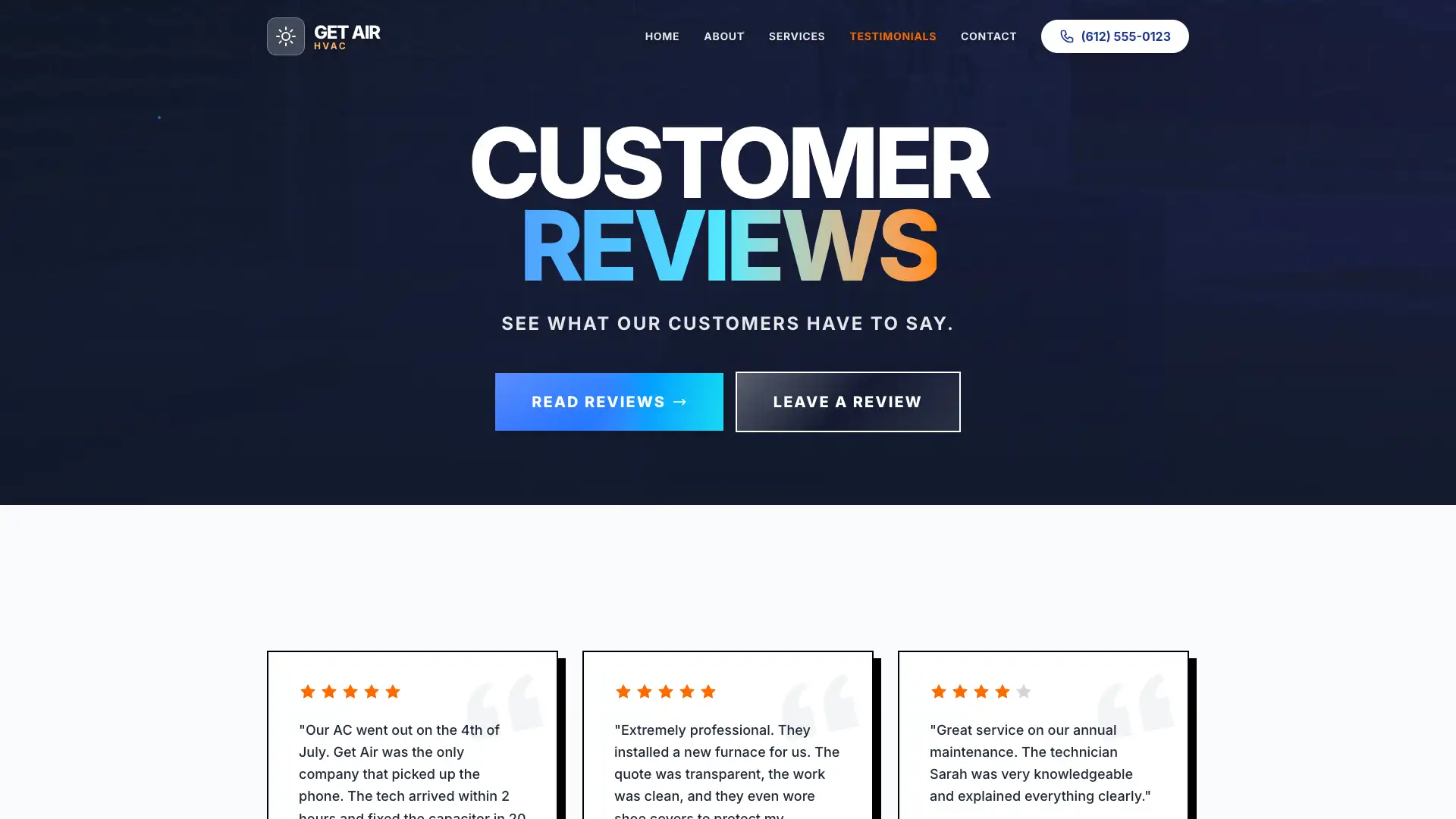 Testimonials Page Thumbnail - Website Design by Visser Analytics