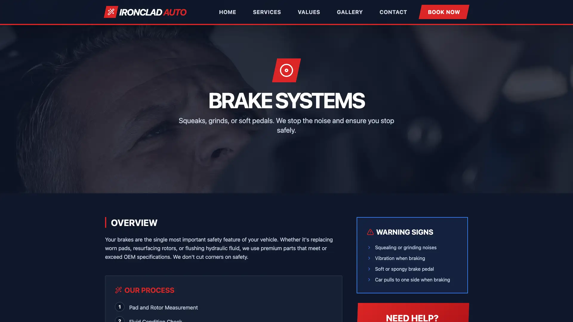 Brake Services Page Thumbnail - Website Design by Visser Analytics