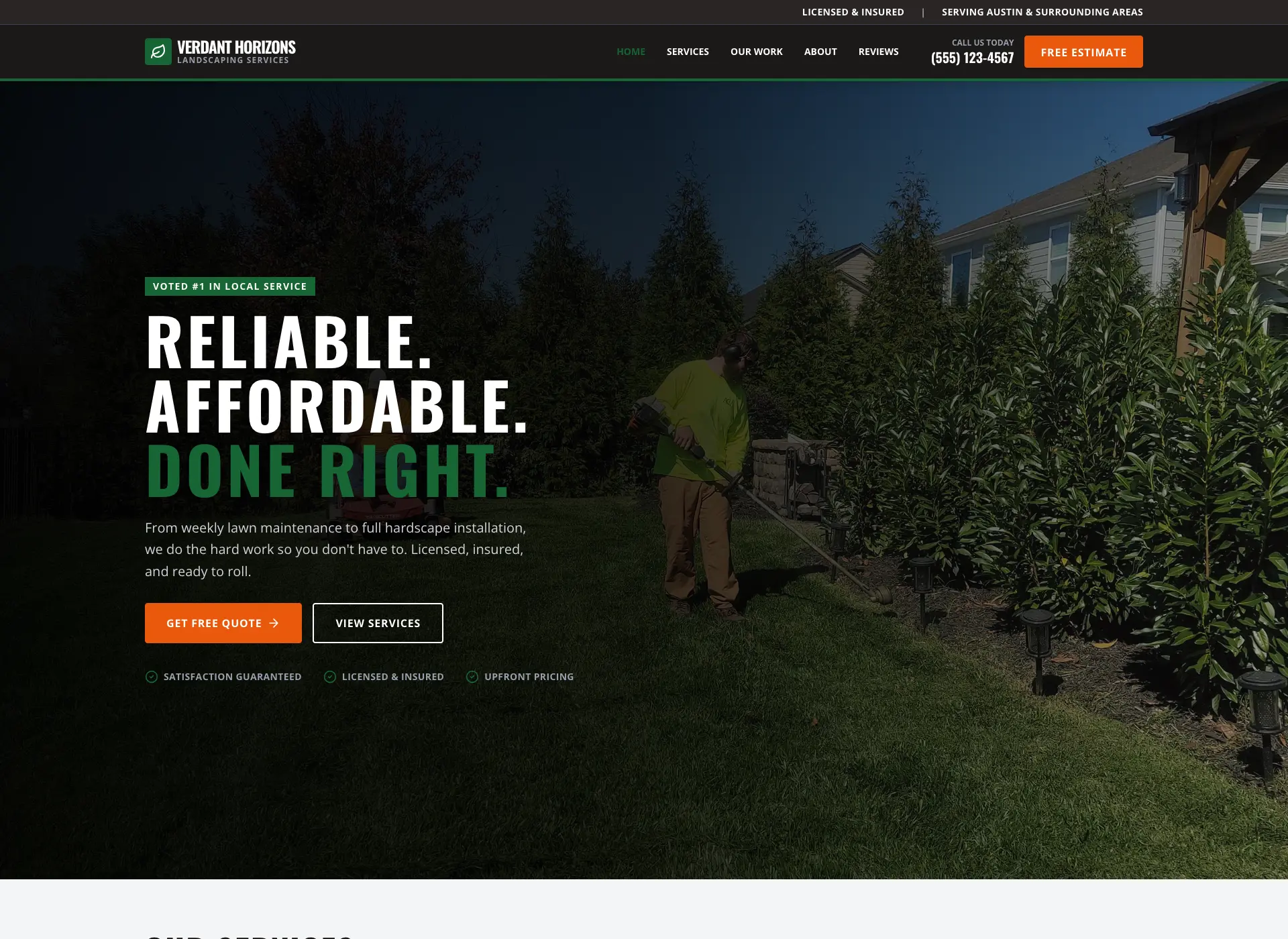 Verdant Horizons Professional Landscaping Website